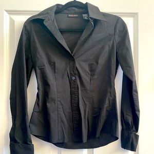 Black Long sleeved, button down collared shirt Size XS